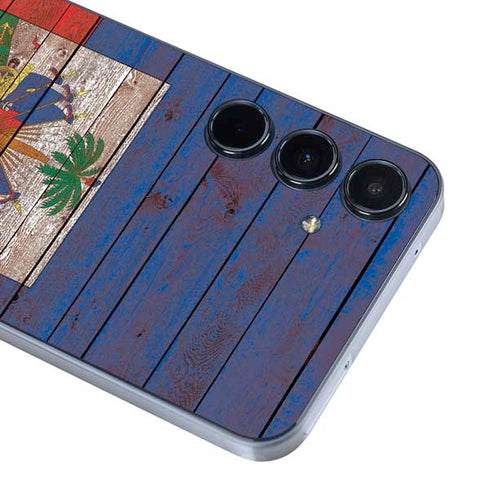 Haiti Flag Dark Wood Galaxy A55 5G Skin